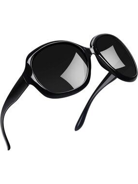 Women's Black Grey Polarized UV Protection Sun Glasses Big Wide Shades Driving